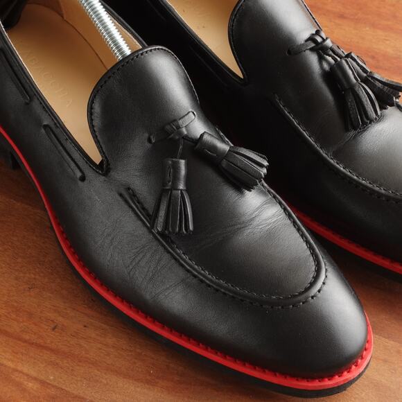 Kabaccha Loafers Mens SZ EU 43.5 US 9.5 BLK Leather Slip On Tassel Casual Shoes main image 8